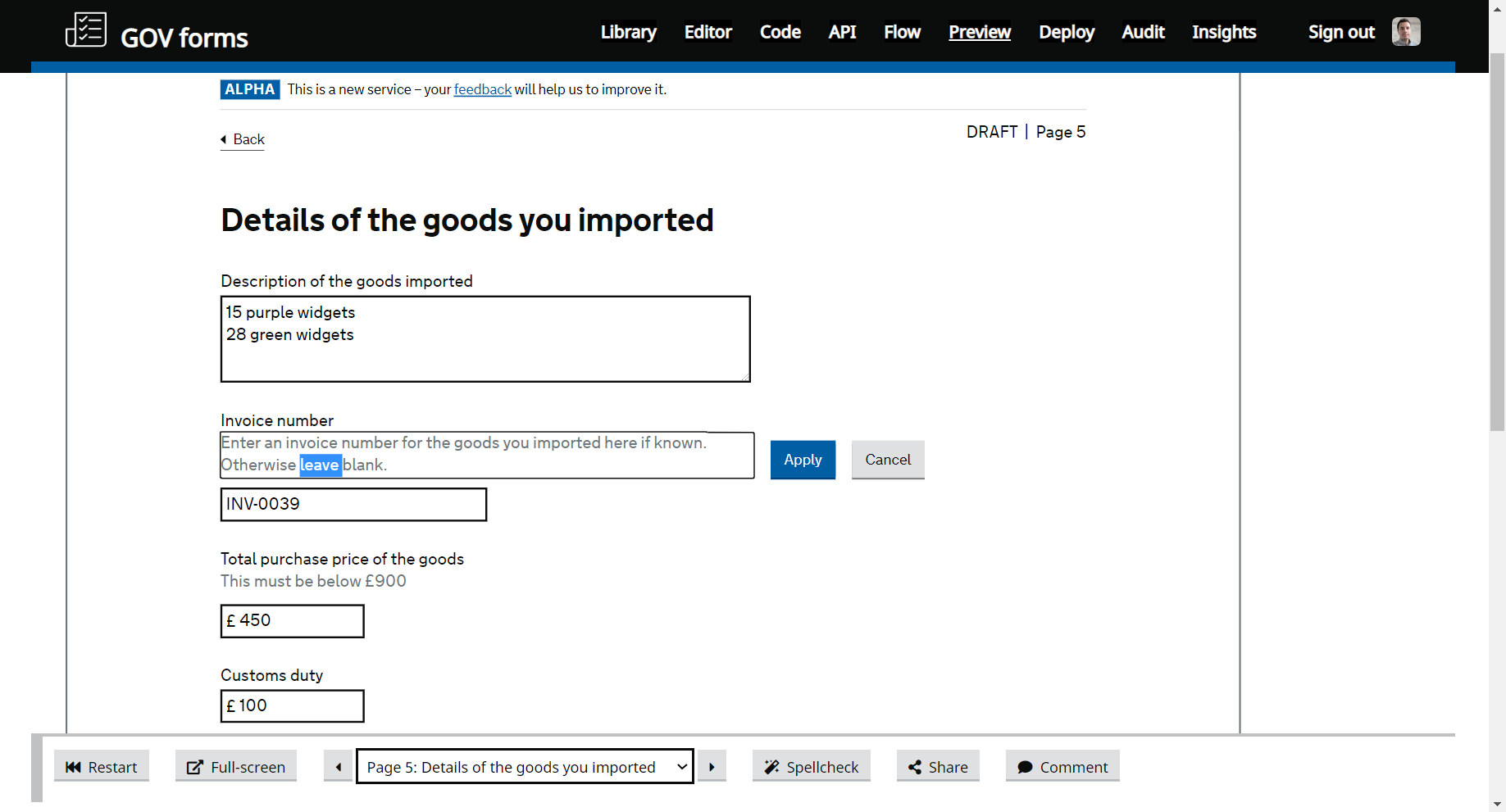 Gov forms